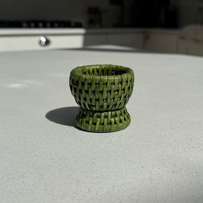 Rattan Egg Cup in Sage Green
