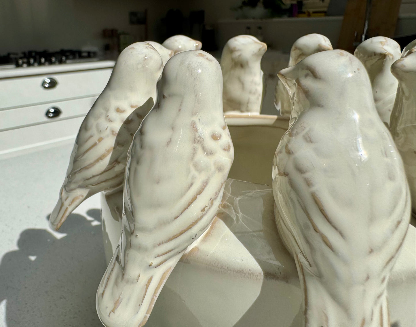 Handmade Ceramic Bird Pot with in Natural Beige 16cm