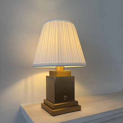 Beaumont rechargeable lamp styled with pleated shade