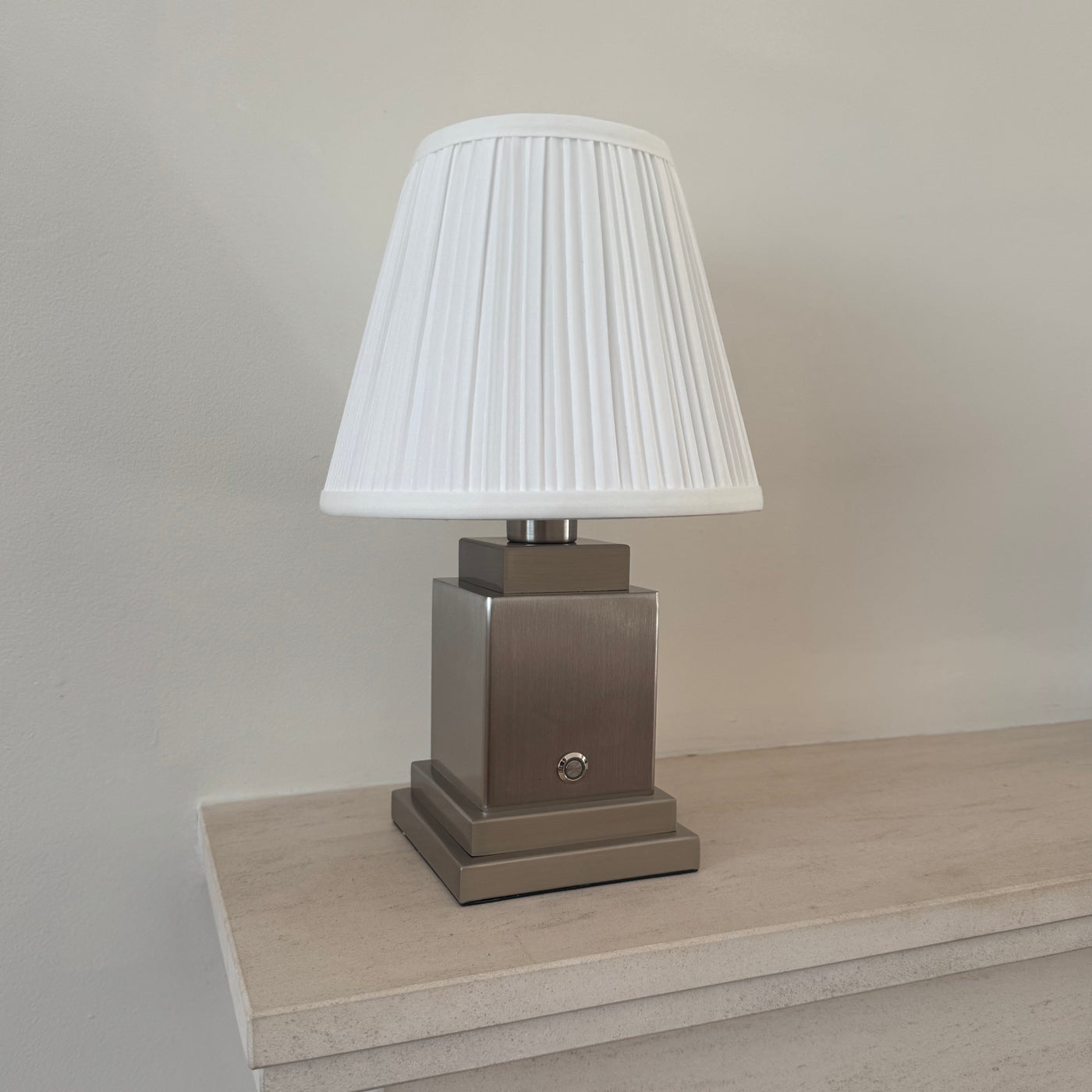 The Beaumont Handmade Rechargeable Table Lamp – Brushed Steel
