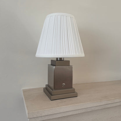 The Beaumont Handmade Rechargeable Table Lamp – Brushed Steel