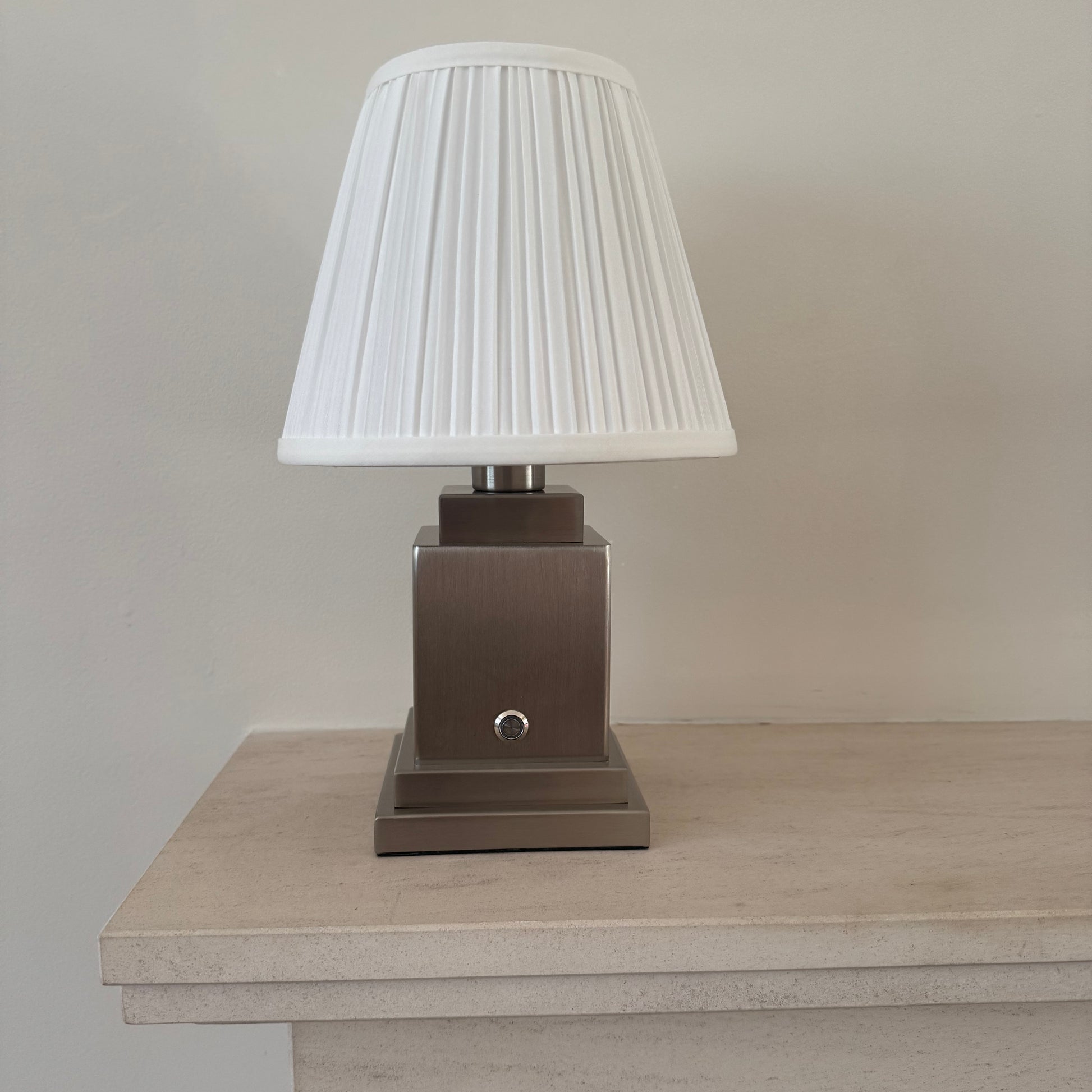 The Beaumont Handmade Rechargeable Table Lamp – Brushed Steel