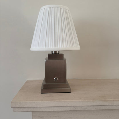 The Beaumont Handmade Rechargeable Table Lamp – Brushed Steel