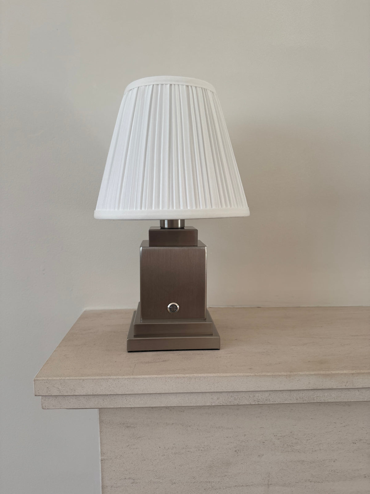 The Beaumont Handmade Rechargeable Table Lamp – Brushed Steel