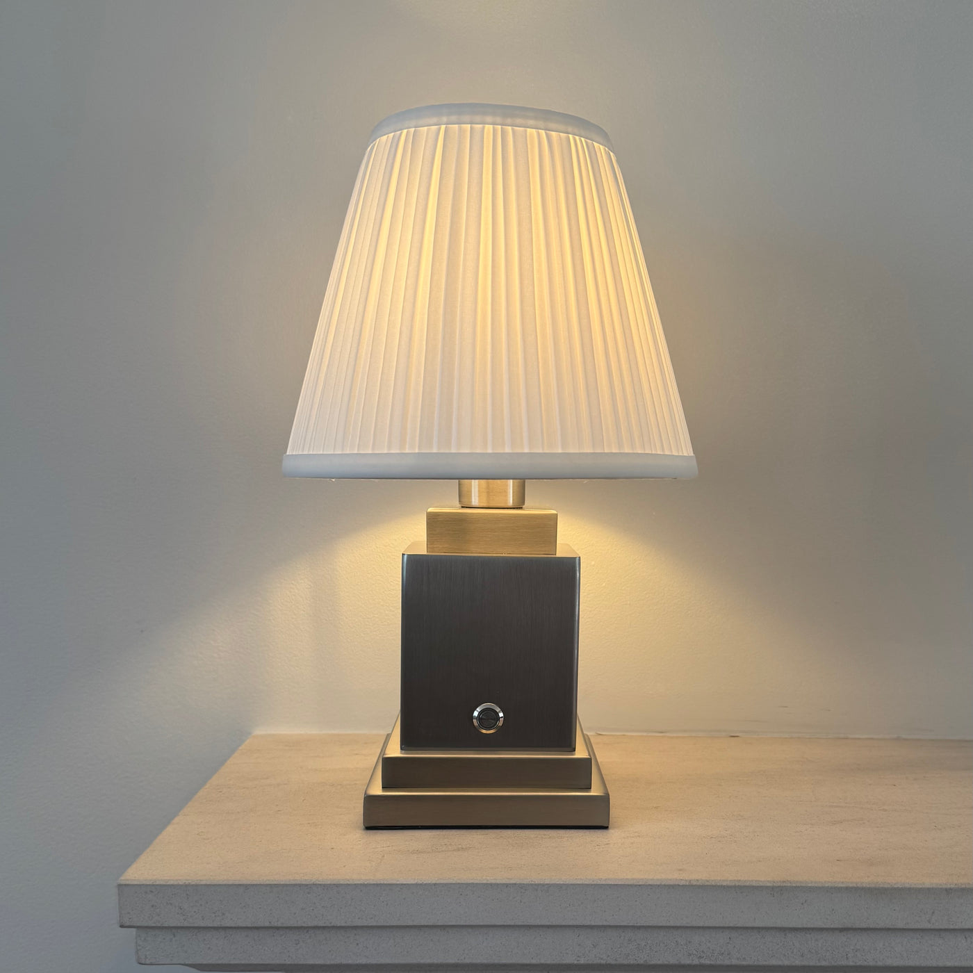 The Beaumont Handmade Rechargeable Table Lamp – Brushed Steel