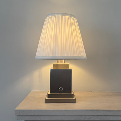 The Beaumont Handmade Rechargeable Table Lamp – Brushed Steel