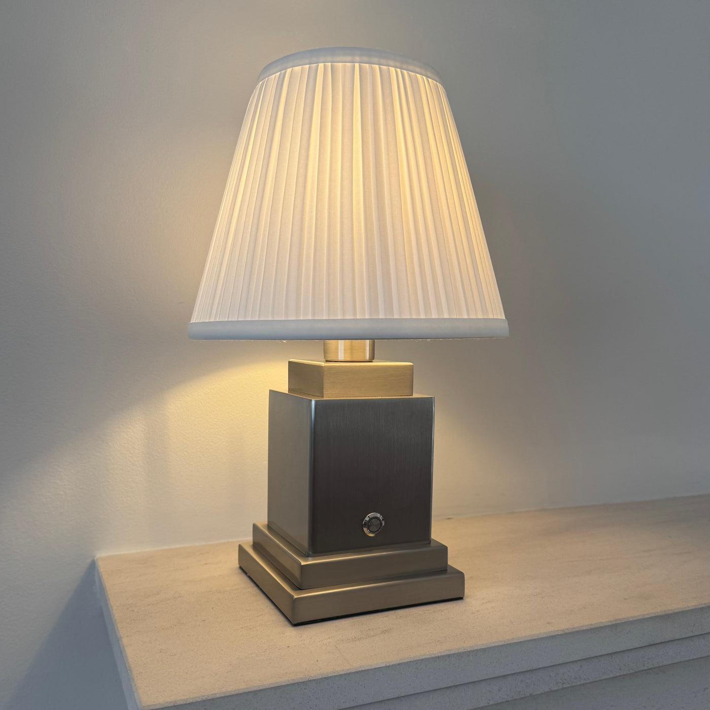 The Beaumont Handmade Rechargeable Table Lamp – Brushed Steel