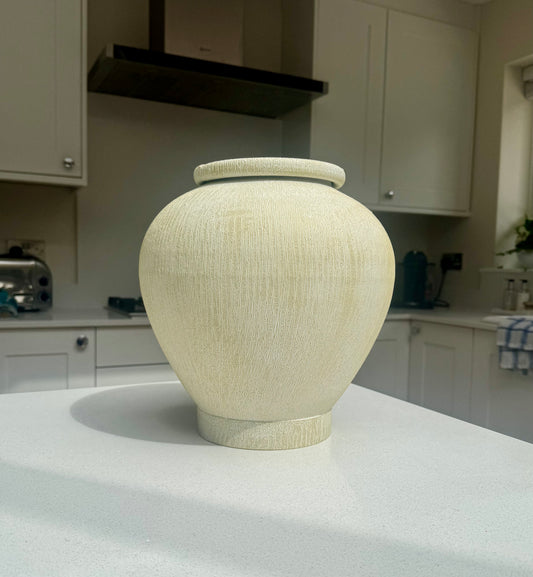Stone Effect Metal Vase in Brushed Cream 30cm