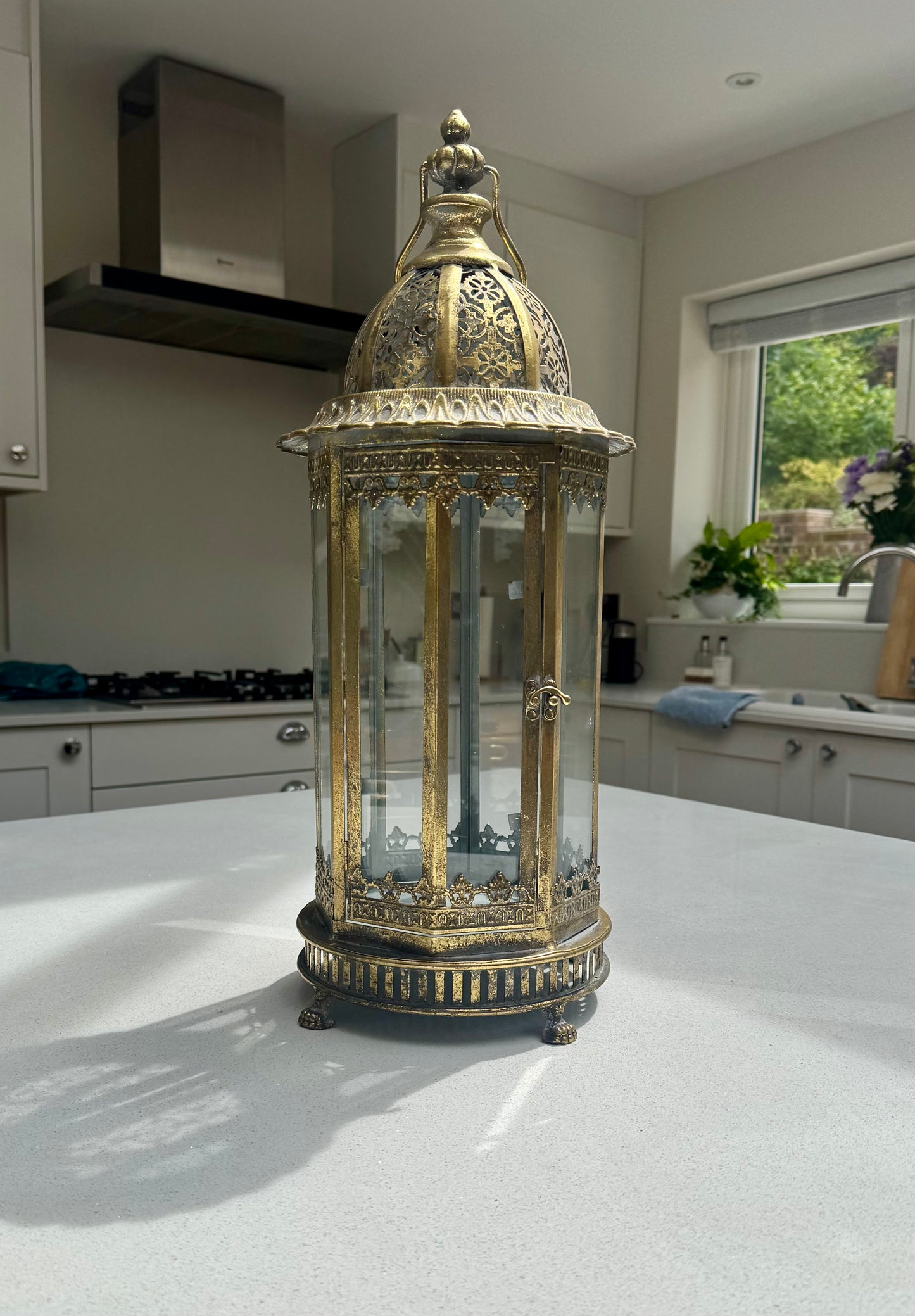 Extra Large Antique Gold Metal Lantern 61cm