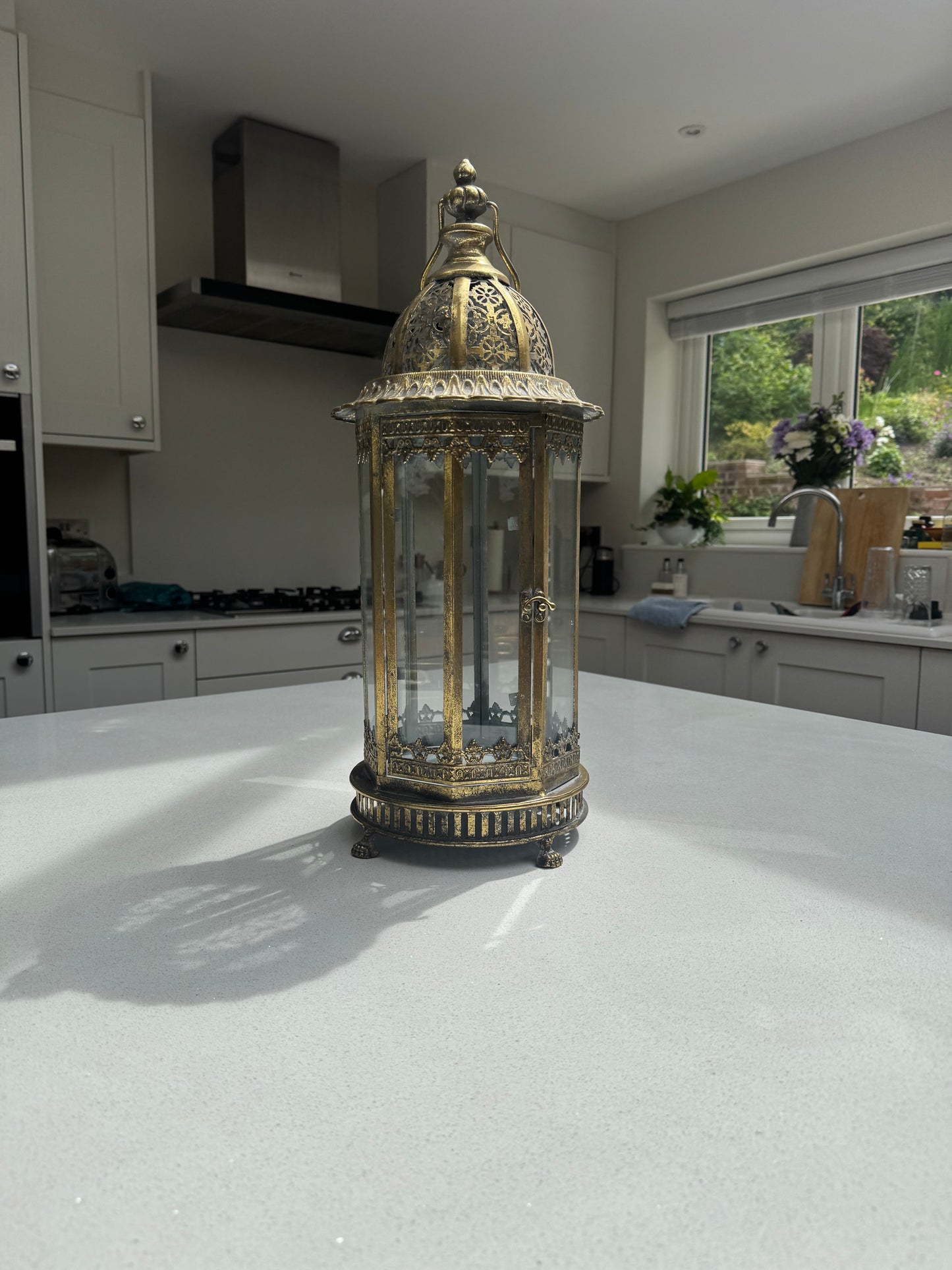 Extra Large Antique Gold Metal Lantern 61cm