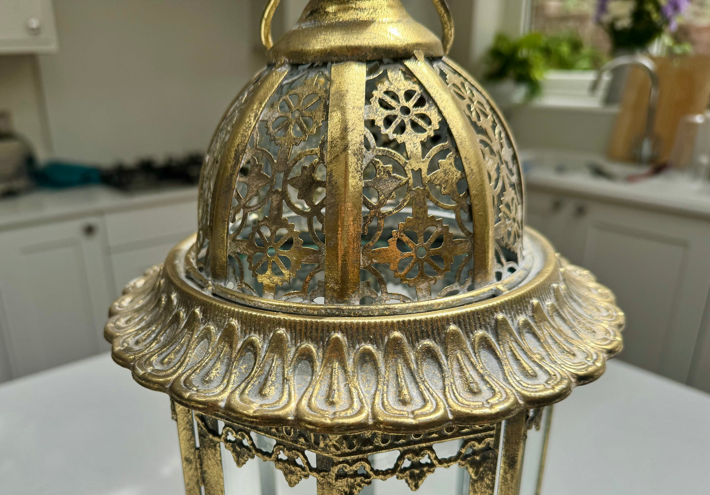 Extra Large Antique Gold Metal Lantern 61cm