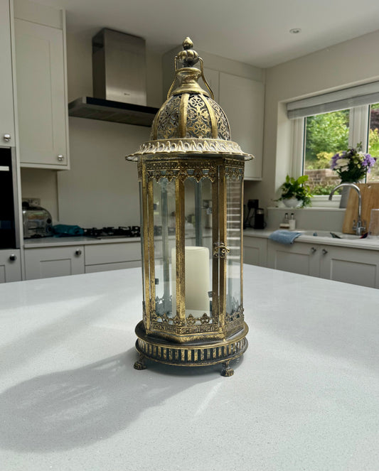 Extra Large Antique Gold Metal Lantern 61cm