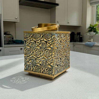 Antique Gold Square Metal Lantern 27cm