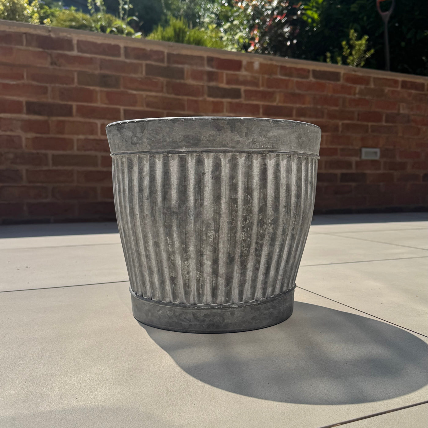Zinc Ribbed Metal Planter 31cm