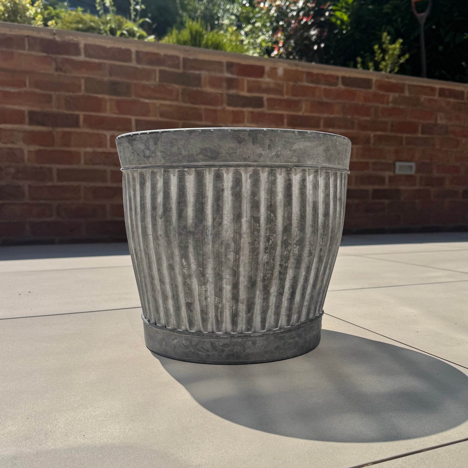 Zinc Ribbed Metal Planter 31cm