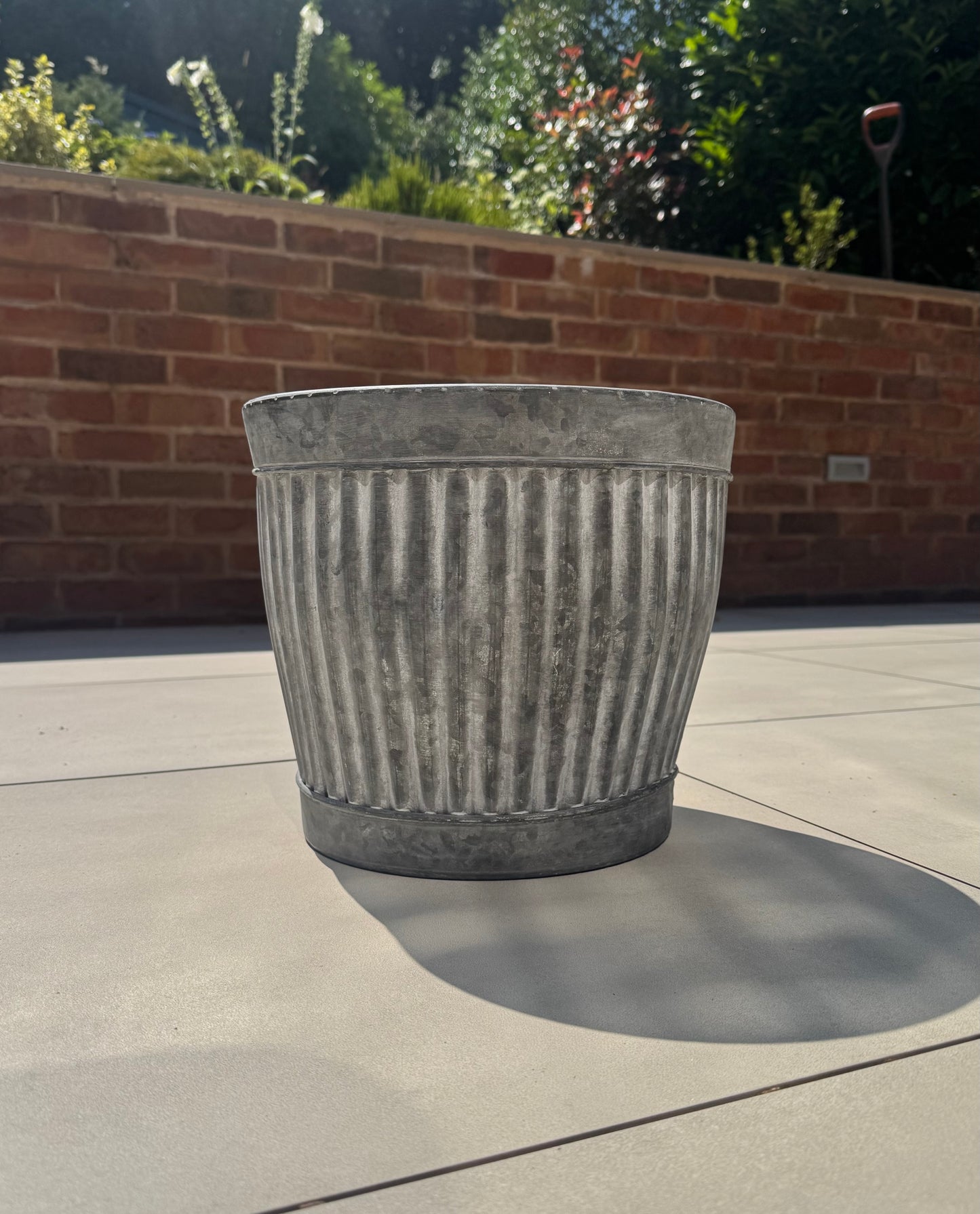 Zinc Ribbed Metal Planter 31cm