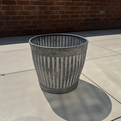 Zinc Ribbed Metal Planter 31cm