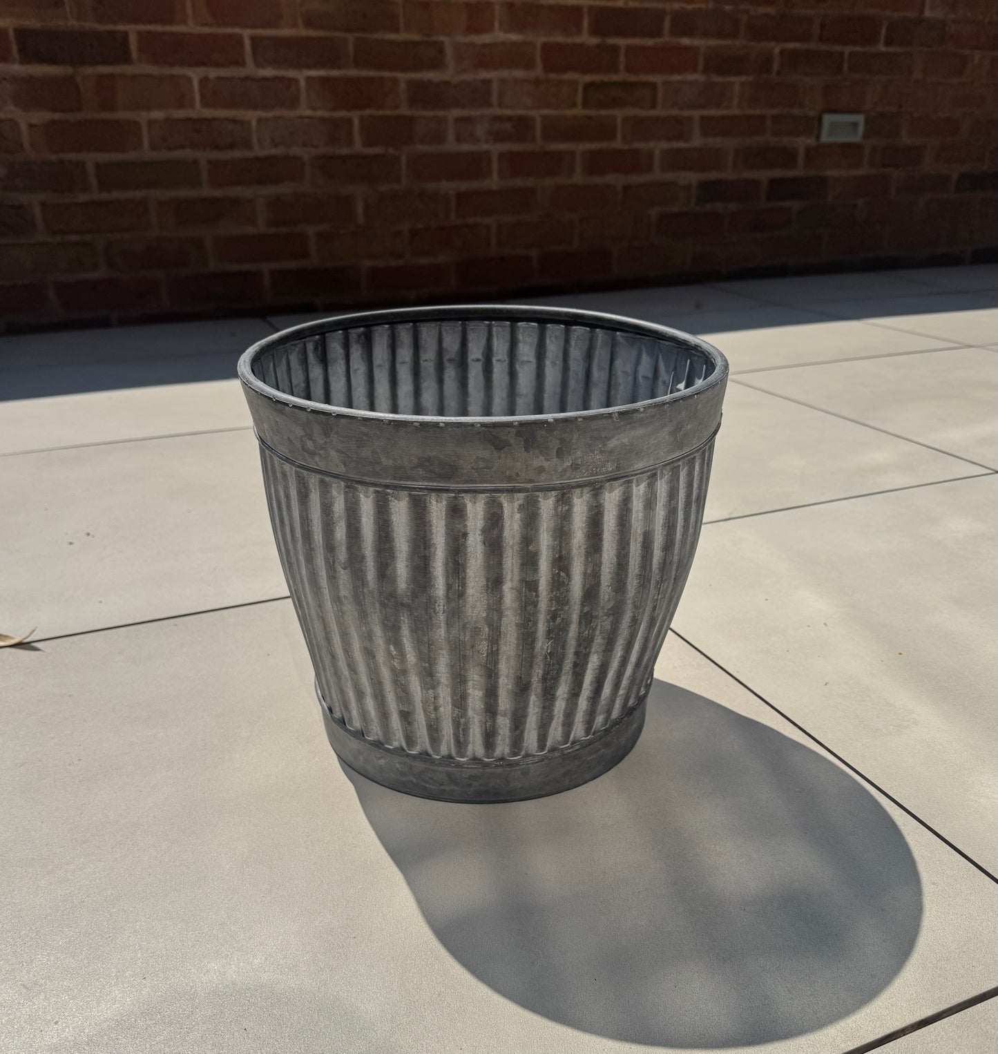 Zinc Ribbed Metal Planter 31cm