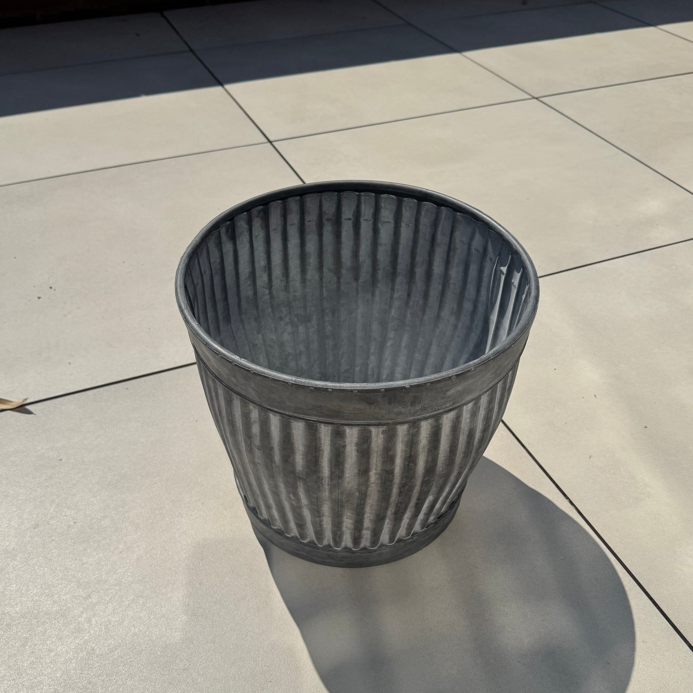Zinc Ribbed Metal Planter 31cm