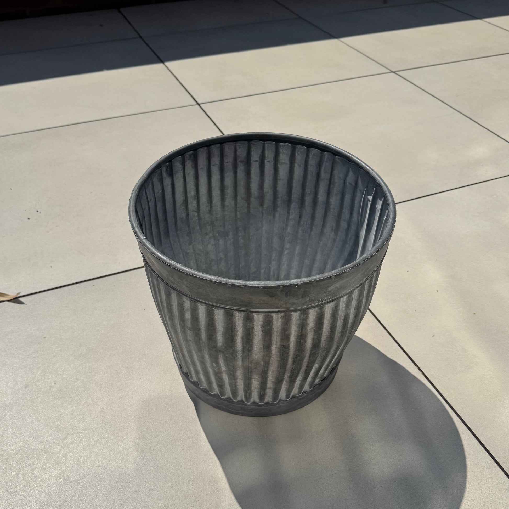 Zinc Ribbed Metal Planter 31cm