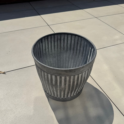 Zinc Ribbed Metal Planter 31cm