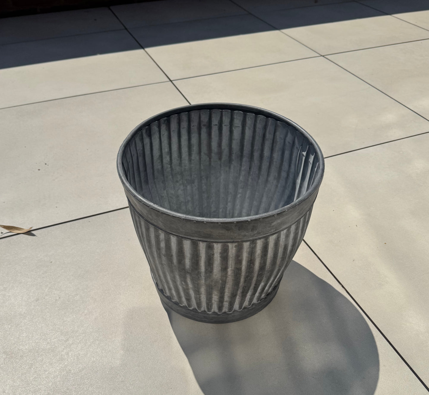 Zinc Ribbed Metal Planter 31cm