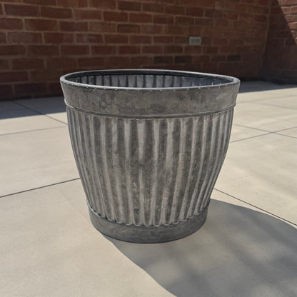 Zinc Ribbed Metal Planter 31cm