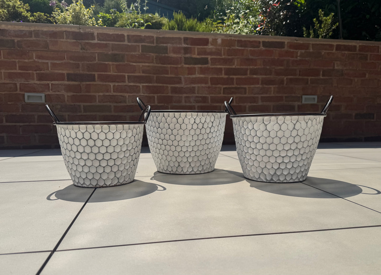 Vintage Honeycomb Galvanised Metal Planters