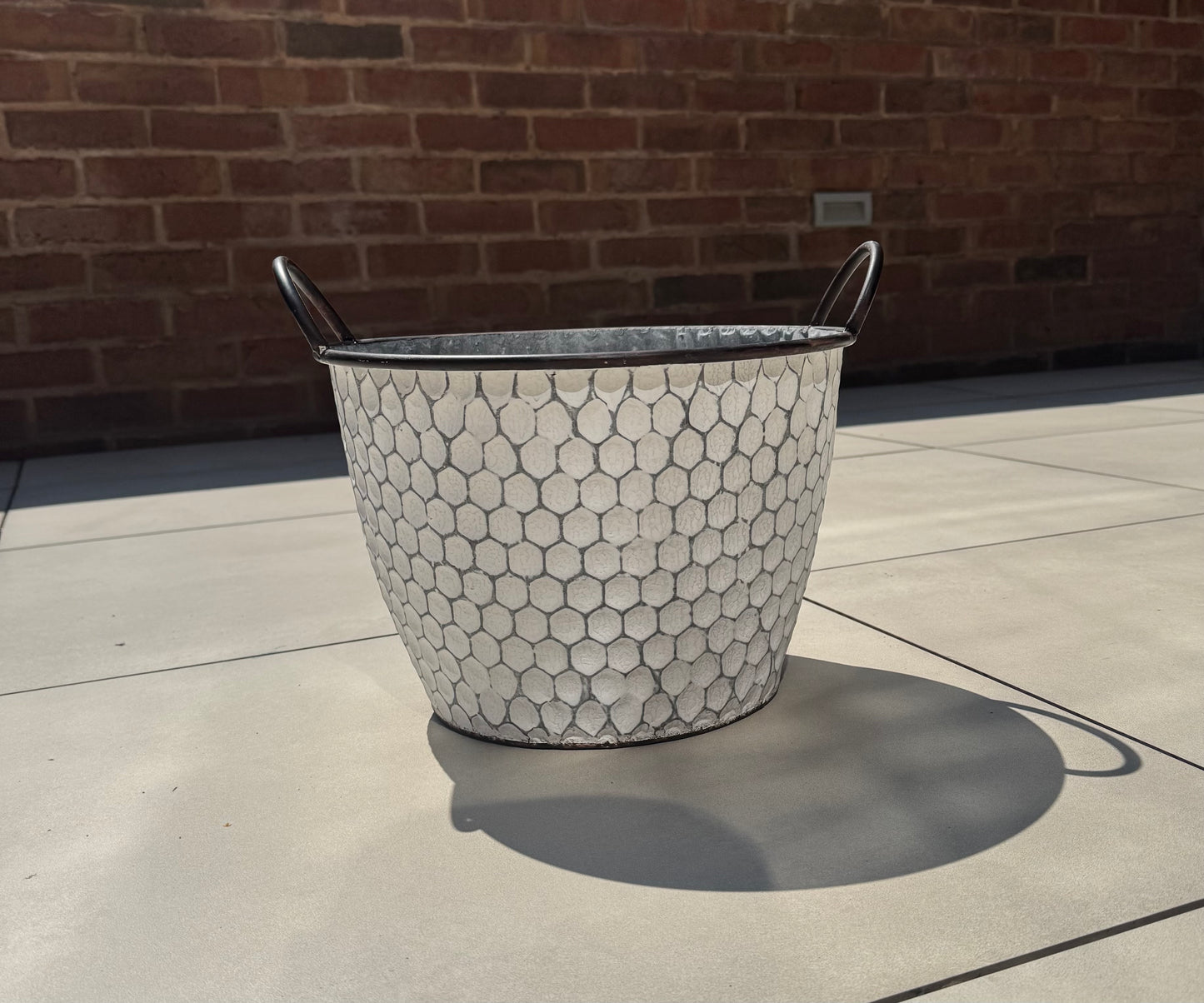 Vintage Honeycomb Galvanised Metal Planters