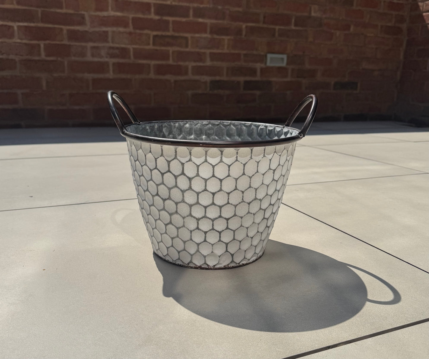 Vintage Honeycomb Galvanised Metal Planters