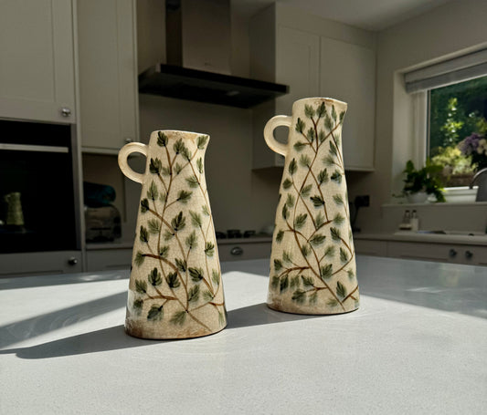 Botanical Tall Ceramic Jug Vase in various sizes