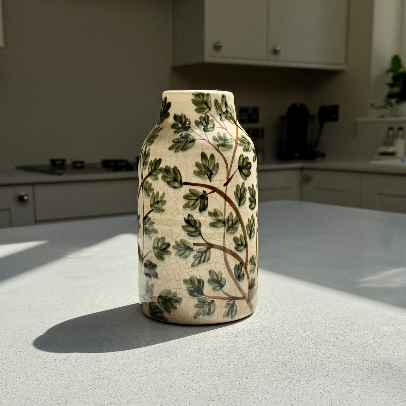 Botanical ceramic crackle-glaze vase – Medium 20.5cm