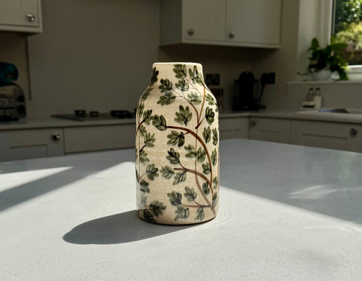 Handmade Botanical Ceramic Crackle Glaze Vase in Various Sizes