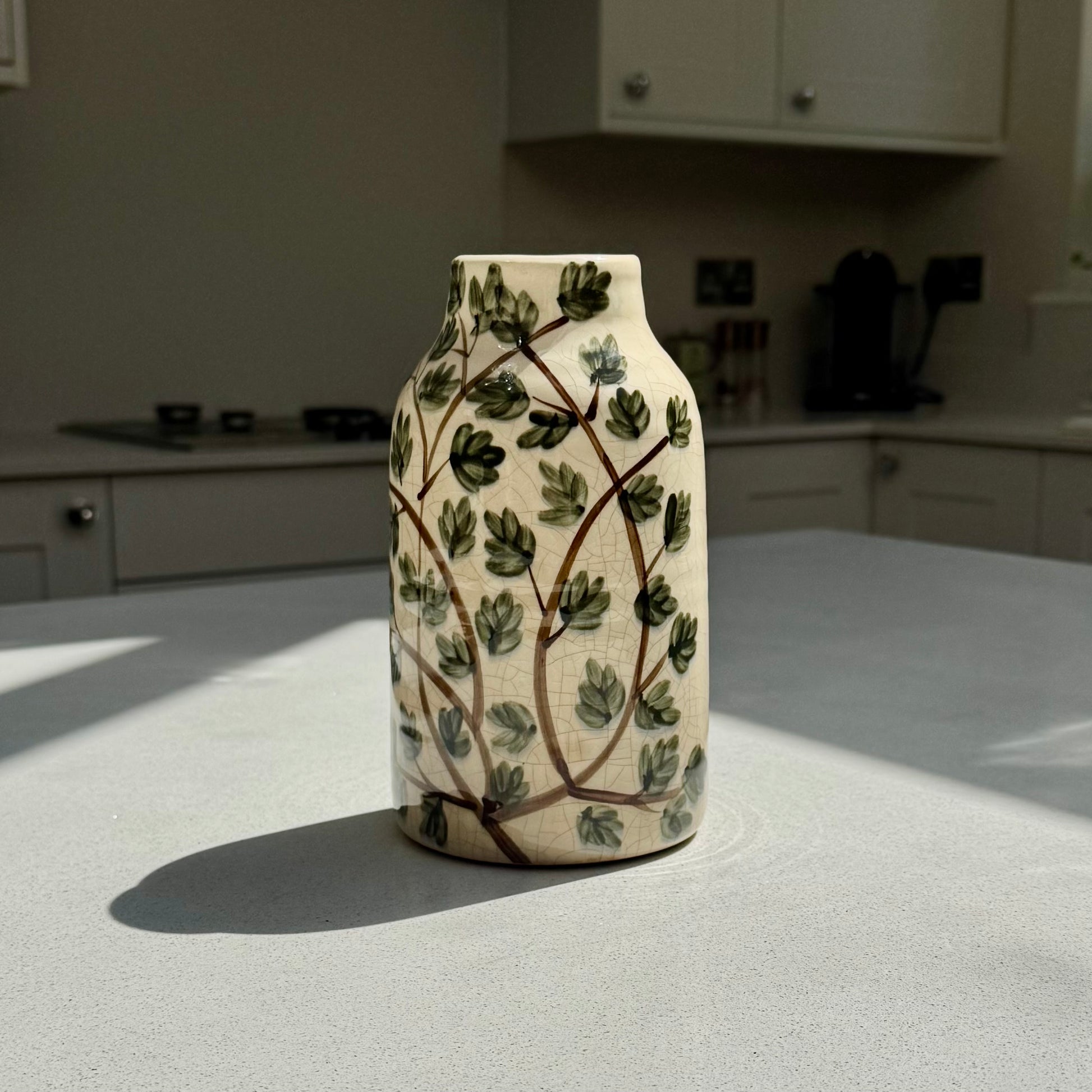 Botanical ceramic crackle-glaze vase – Large 30.5cm