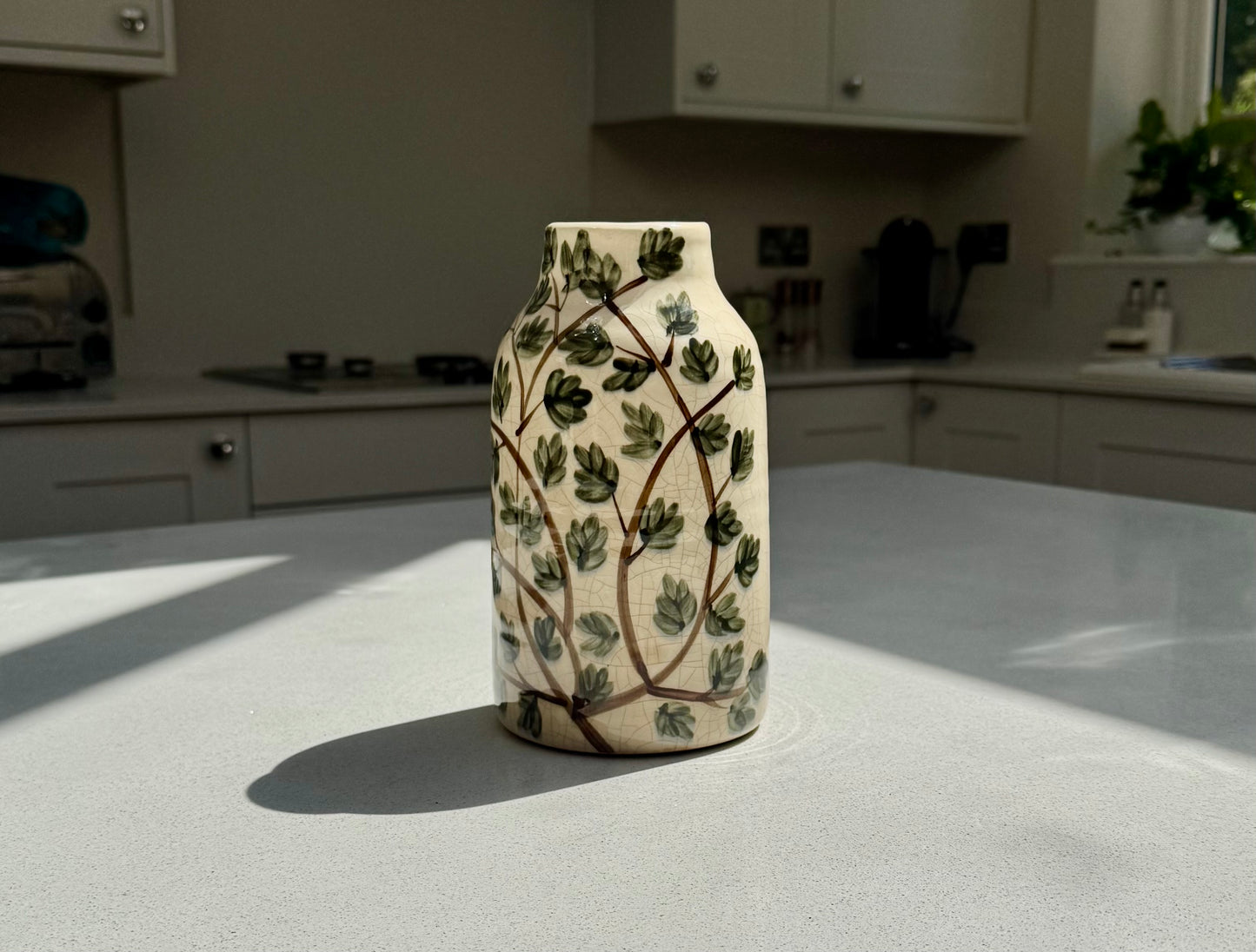 Handmade Botanical Ceramic Crackle Glaze Vase in Various Sizes