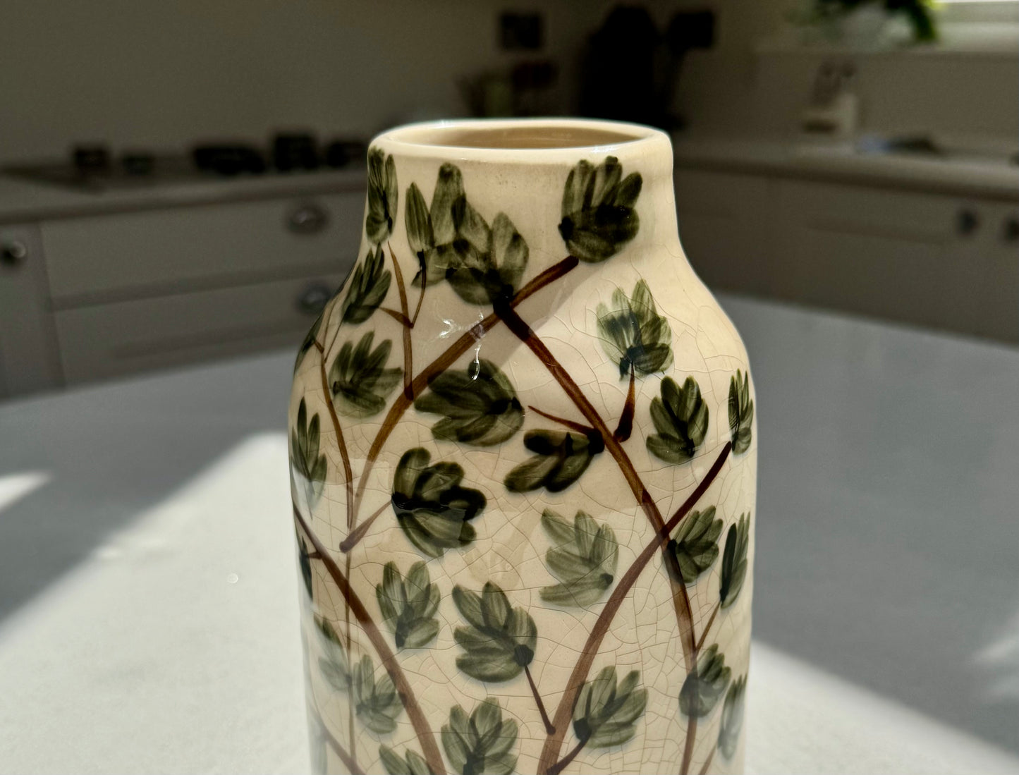 Handmade Botanical Ceramic Crackle Glaze Vase in Various Sizes
