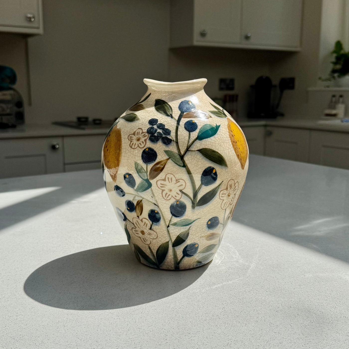 Lemon Ceramic Crackle Glaze Vase 21.5cm