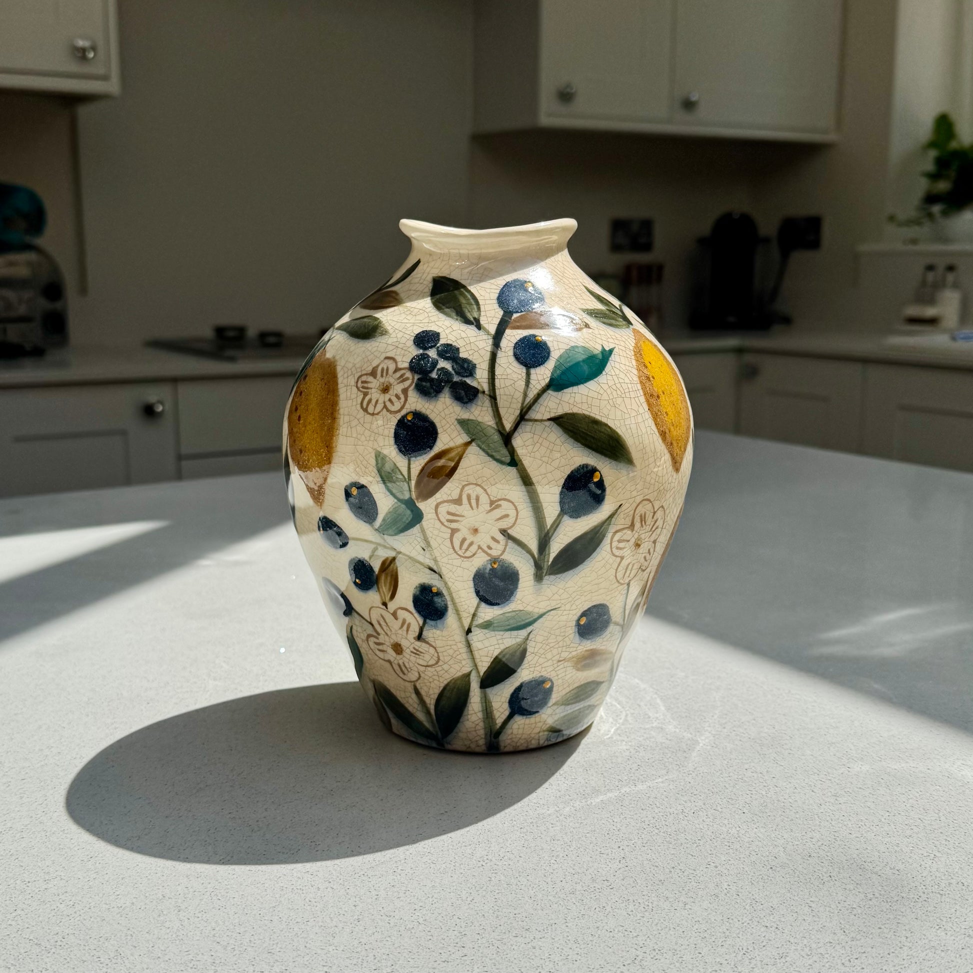 Lemon Ceramic Crackle Glaze Vase 21.5cm