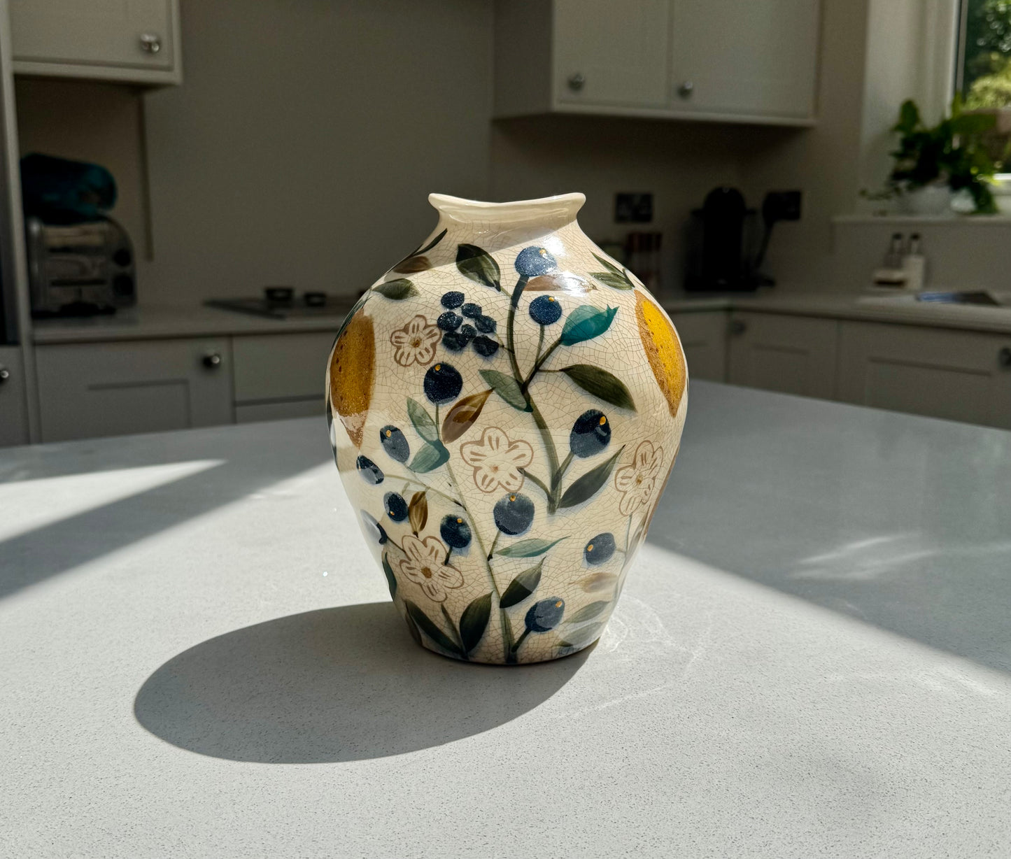 Lemon Ceramic Crackle Glaze Vase 21.5cm