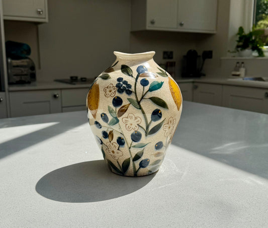 Lemon Ceramic Crackle Glaze Vase 21.5cm