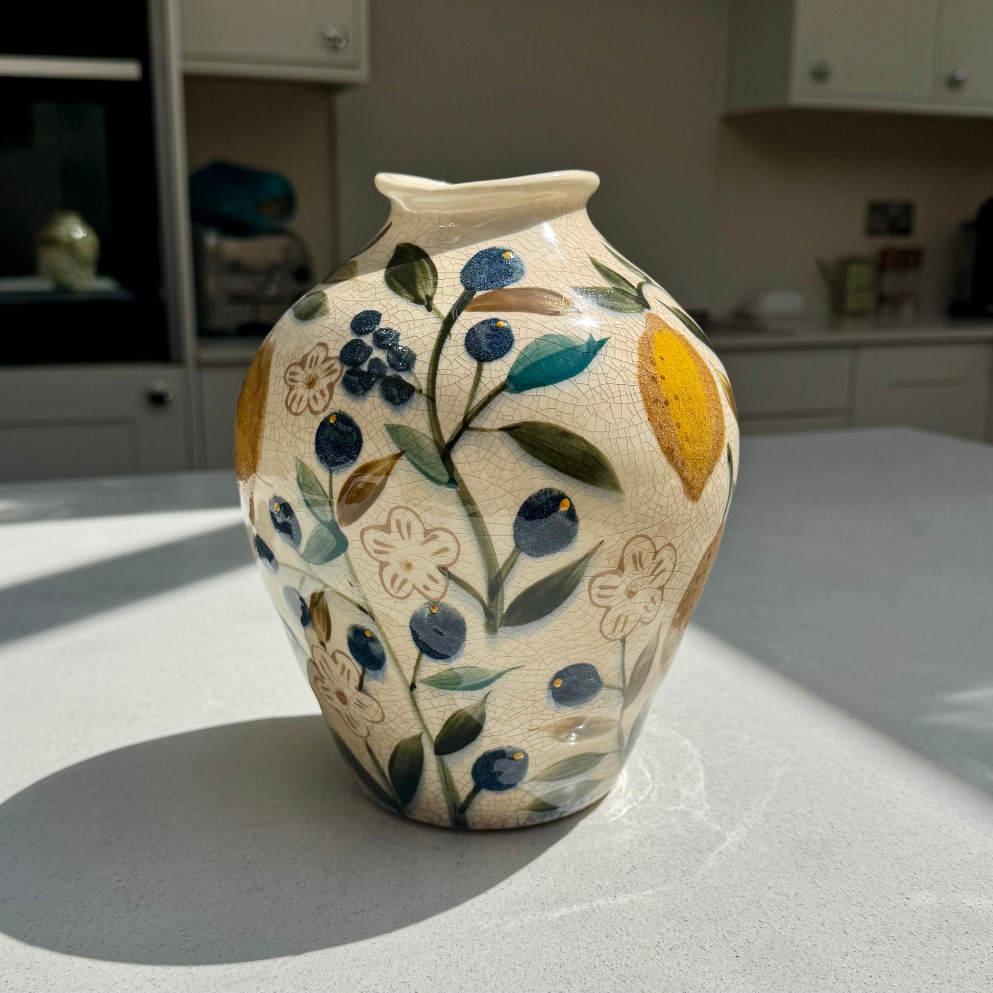 Lemon Ceramic Crackle Glaze Vase 21.5cm