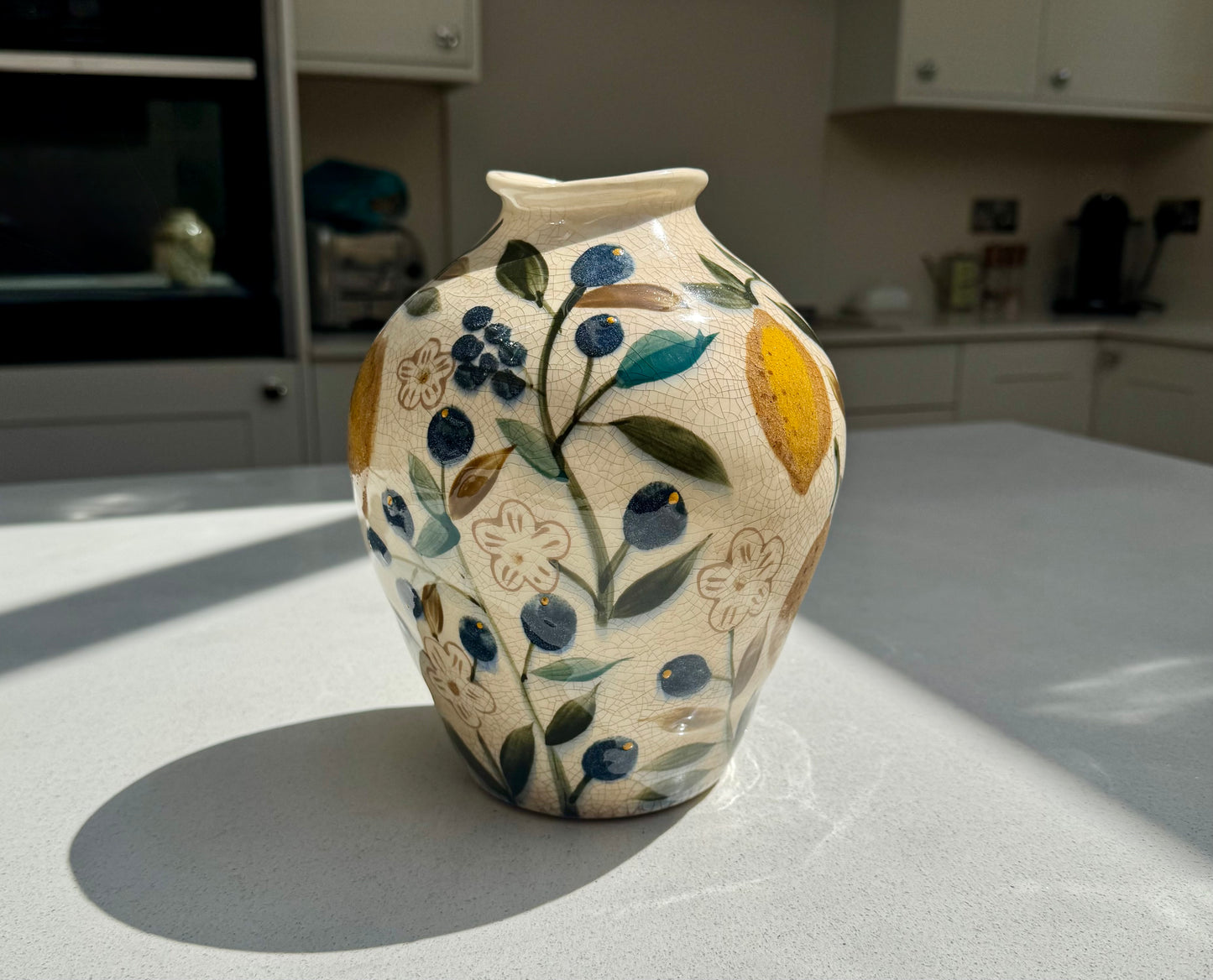 Lemon Ceramic Crackle Glaze Vase 21.5cm