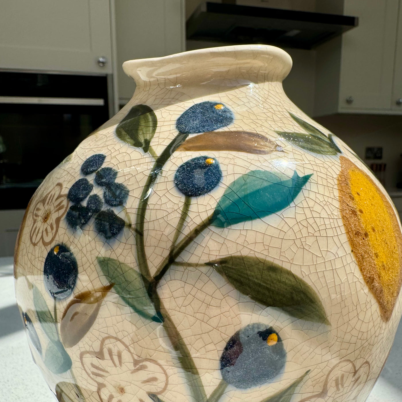 Lemon Ceramic Crackle Glaze Vase 21.5cm