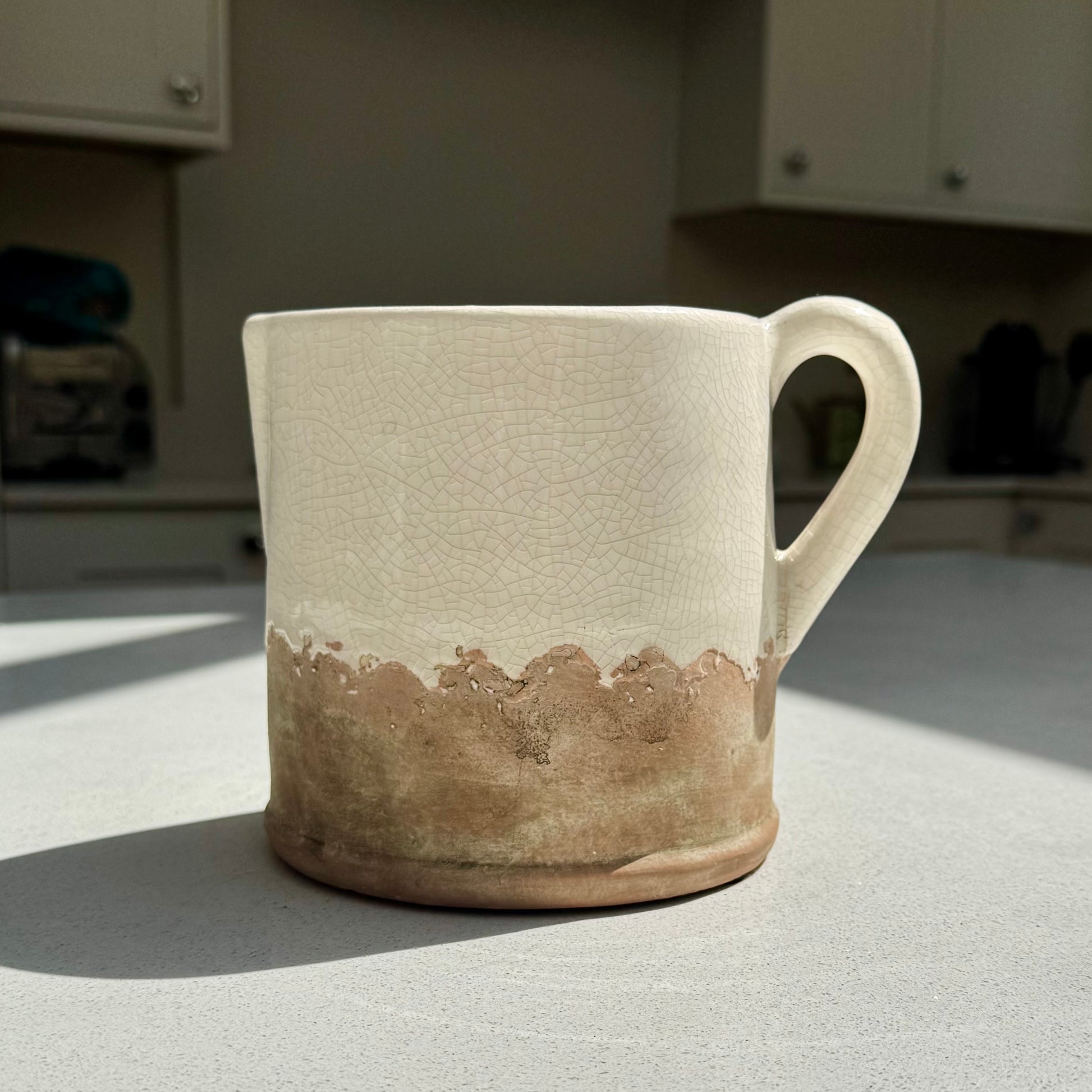 Ido Cream and Terracotta Ceramic Jug Vase in Various Sizes – Medium (15cm)