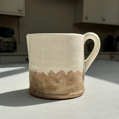 Ido Cream and Terracotta Ceramic Jug Vase in Various Sizes – Medium (15cm)