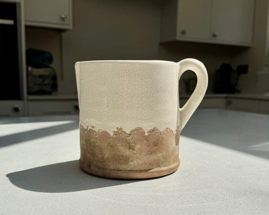 Ido Cream and Terracotta Ceramic Jug Vase 19cm