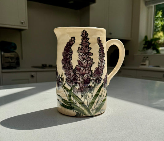 Handmade Lavender Ceramic Crackled Jug Vase 20cm