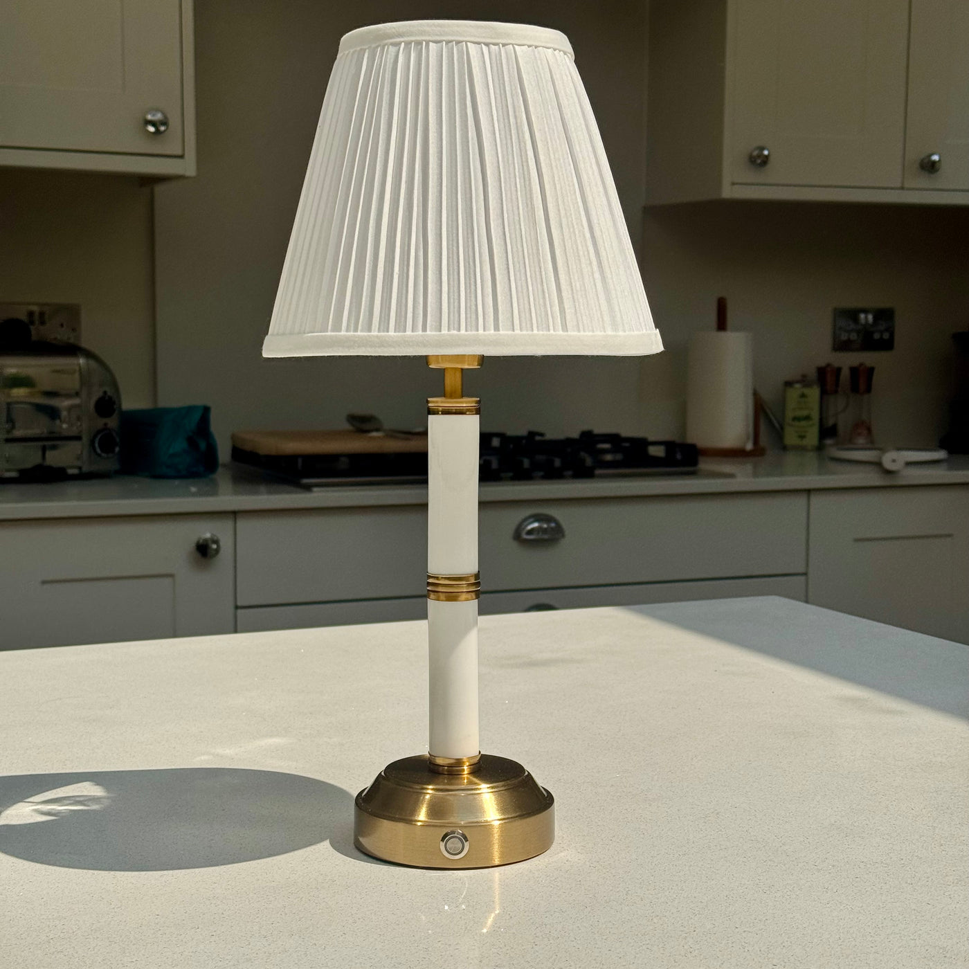Kensington Rechargeable Table Lamp in Marble and Brushed Gold