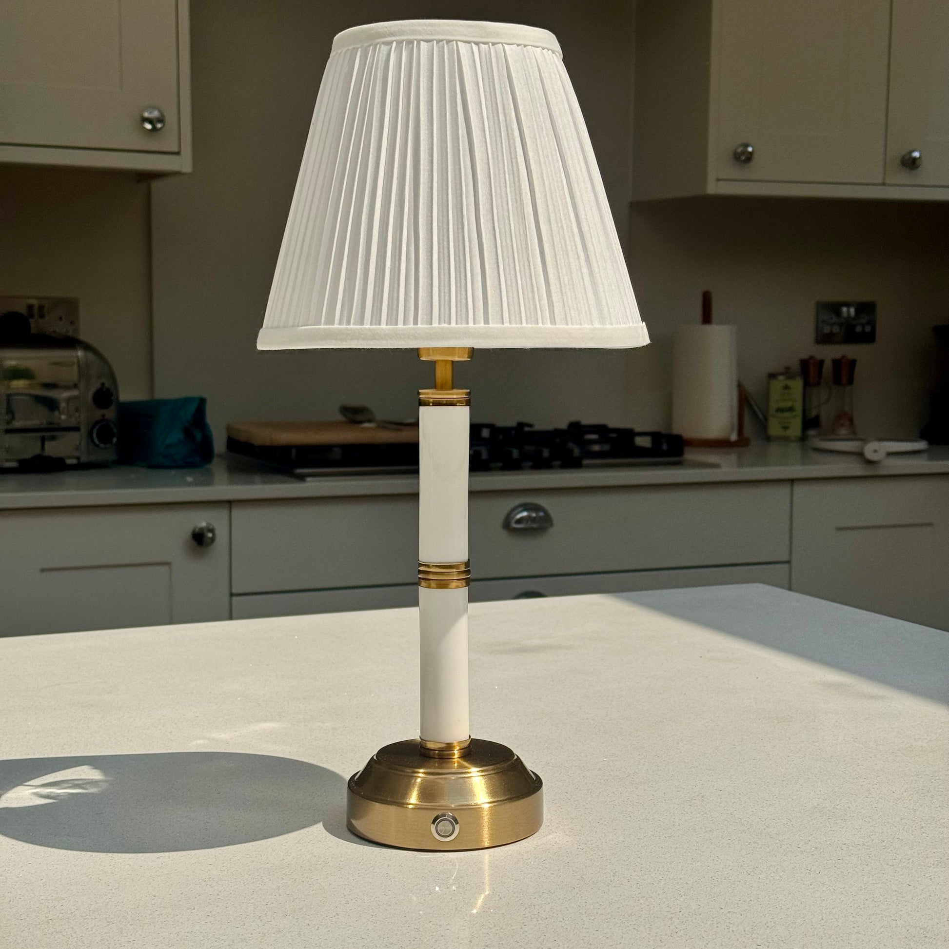 Kensington Rechargeable Table Lamp in Marble and Brushed Gold