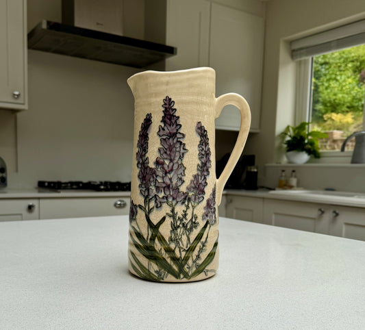 Handmade Lavender Ceramic Crackled Jug Vase 27.5cm